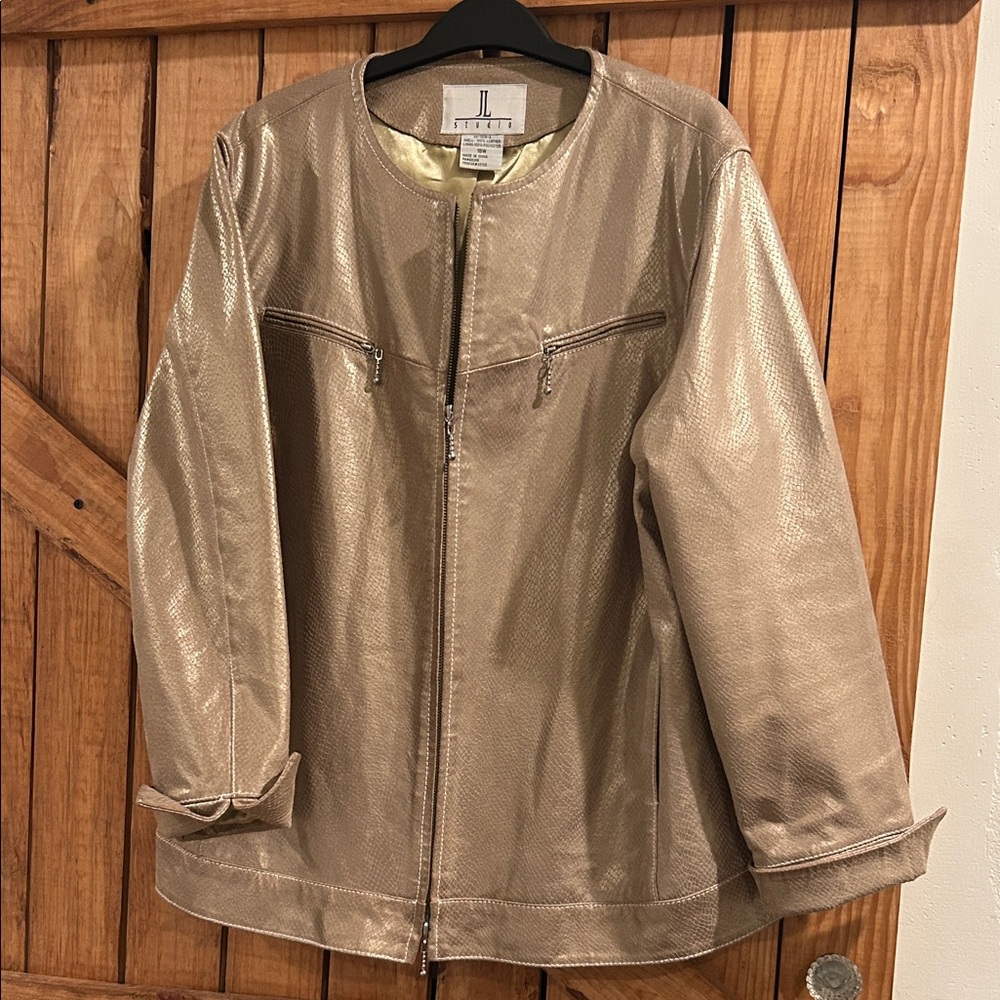 Metallic Gold 100% Leather Jacket